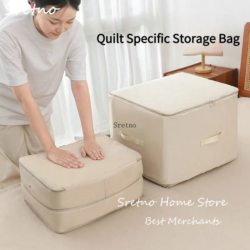 SRETNO Large Capacity Cotton Quilt Compression Storage Bag for Moving and Traveling Organizing Bag for Home Dust Pre Organizador
