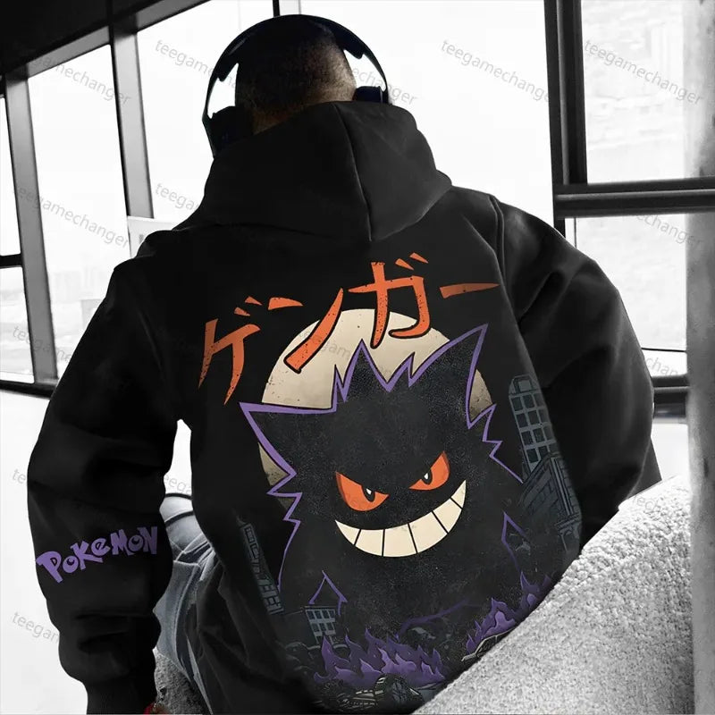 Pokémon Game Super Cool Gengar Printed Hoodie Men and Women Autumn/Winter New Y2K Harajuku Large Size Casual Trend Sweater Top