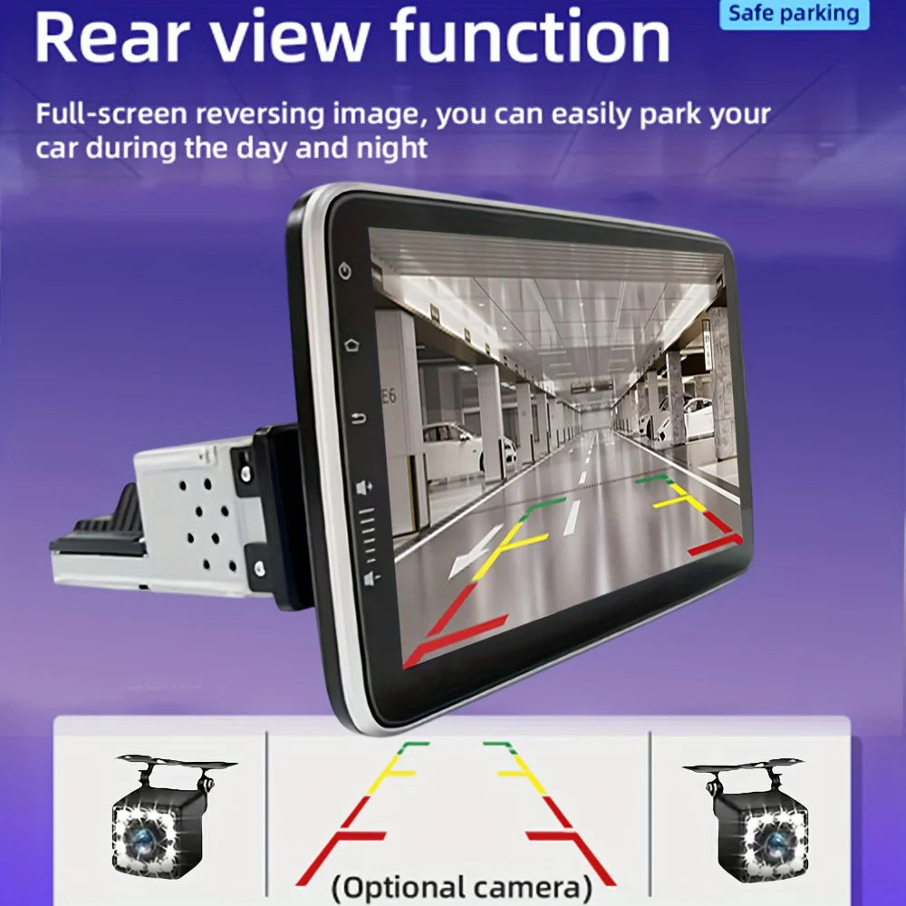 1DIN Android 14 9/10-inch Car Stereo Radio with Rotating Touchscreen, with Universal CarPlay GPS Navigation Bluetooth WiFi Auto