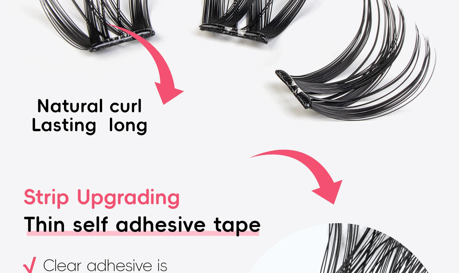 Vipuda Self Adhesive Cluster Lashes Press on No Glue Needed Segmented Eyelashes Reusable DIY Individual Eyelash Extension