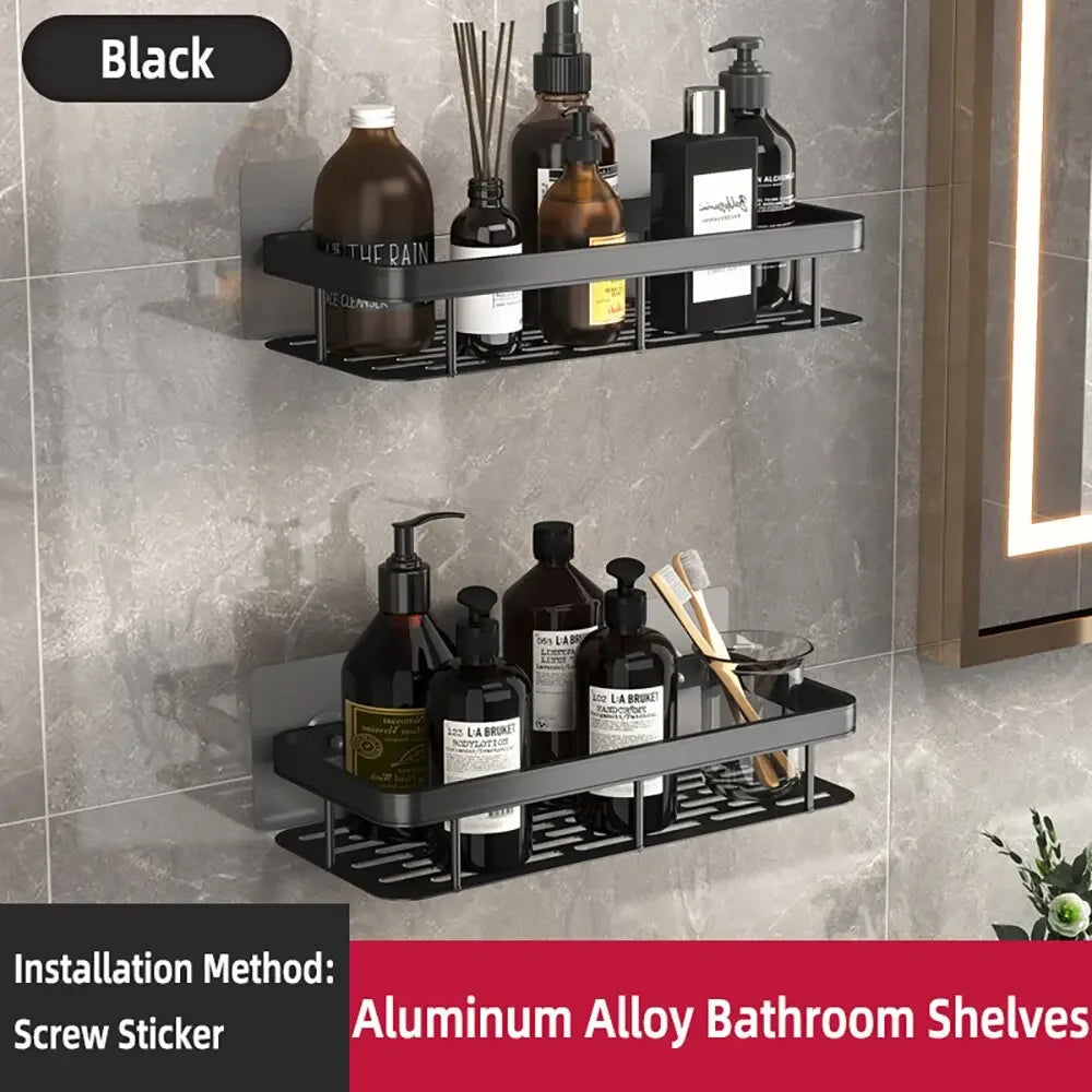 Kitchen wall mounted corner rectangular rack towel rack wall shower shampoo rack drilling-free rack tripod
