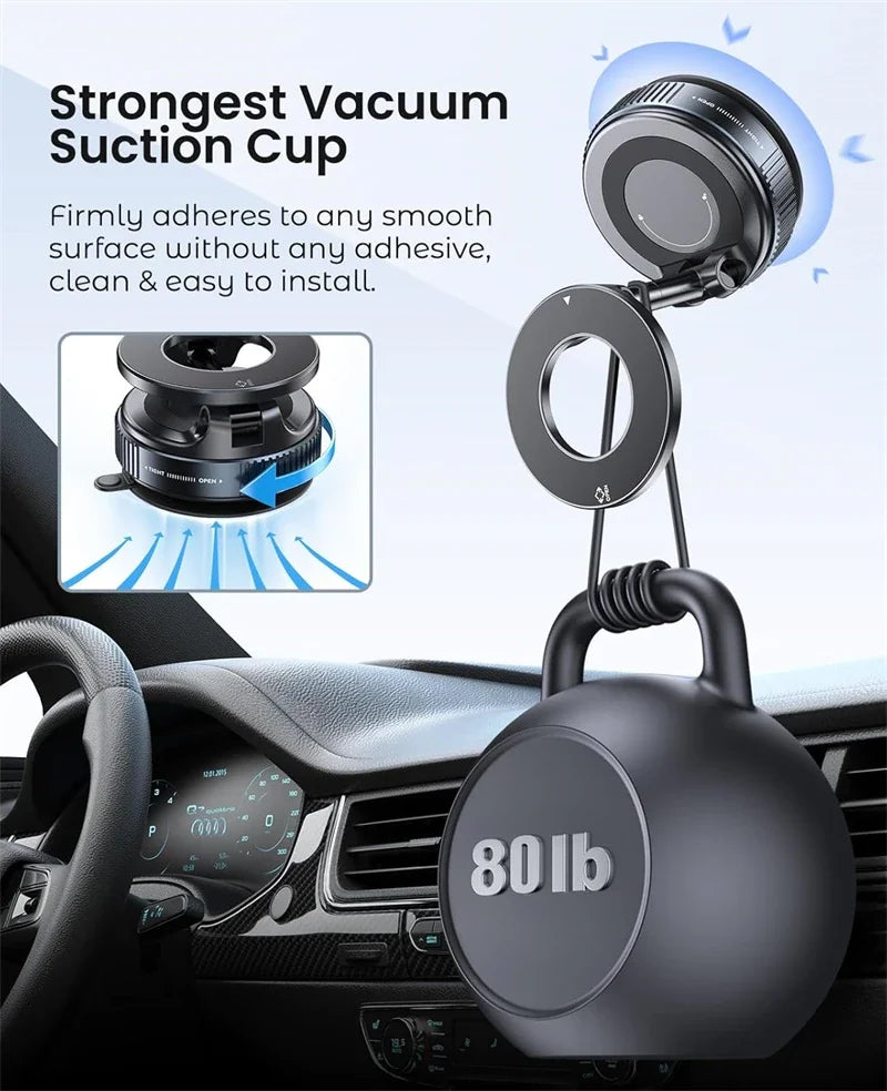 Vacuum Magnetic Suction Cup Phone Mount for Magsafe, 360° Adjustable Magnetic Phone Holder Foldable Portable Cell Phone Holders