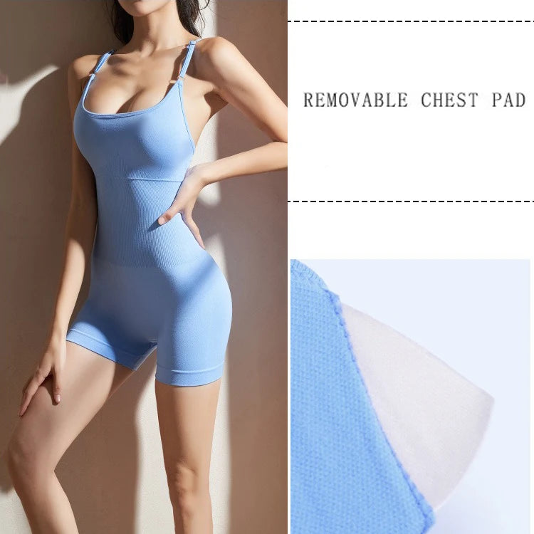 Yoga Sxy Criss Cross Backless Cami Sports Romper,Women's Jumpsuits Ribbed One Piece Workout Sleeveless Rompers Tank Top Shorts