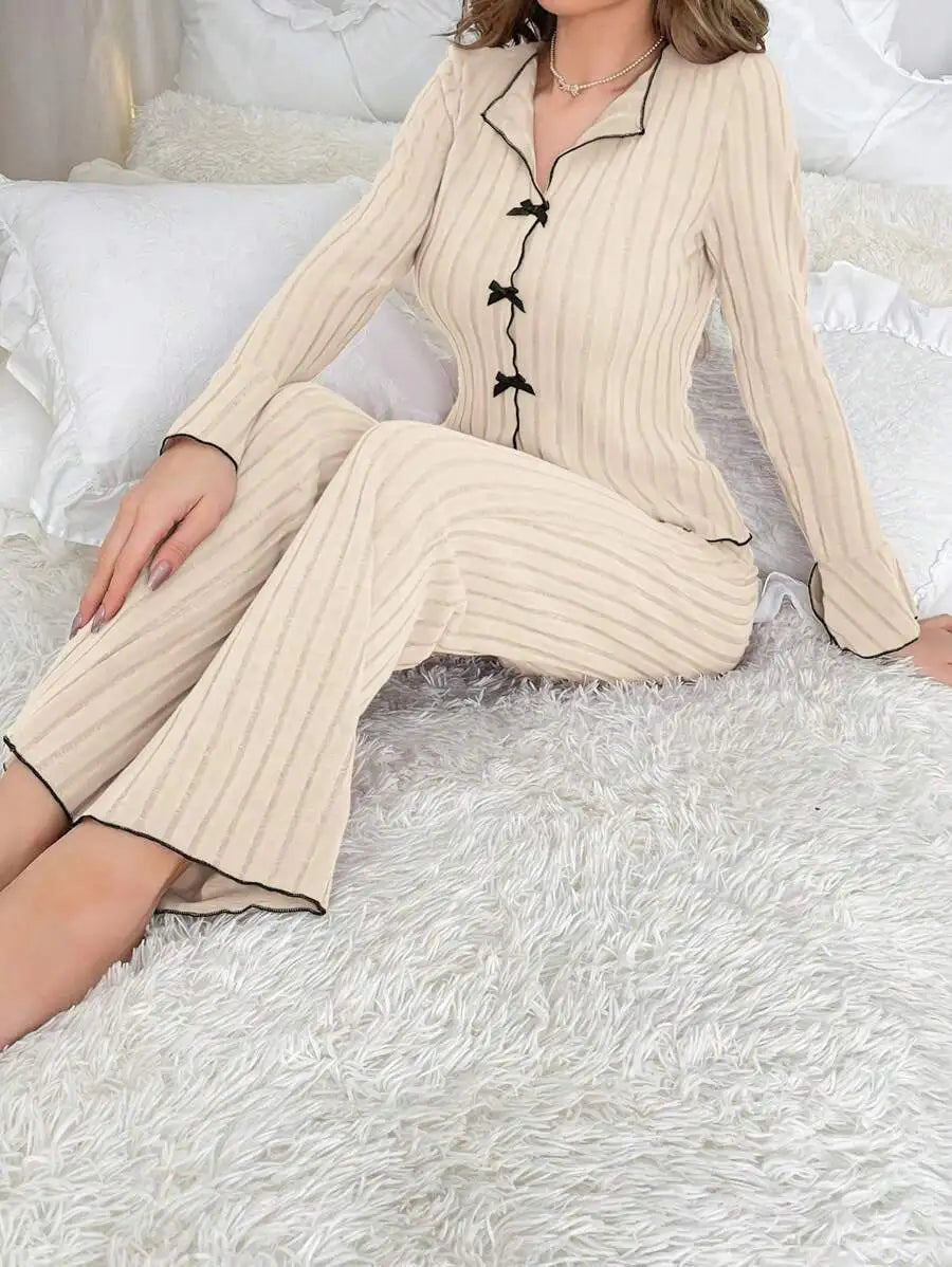 Sleepwear Women Pajama Set Woman Women's Home Clothes Trousers Sets Women's Pajamas Summer Pijama Wear Long Sleeve Sleep Lounge