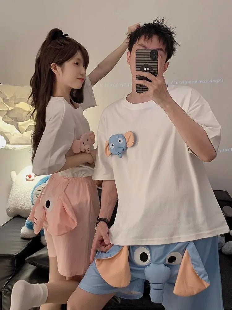 New Squeaky Elephant Shorts Pajama Pants Slit Men's Summer Cute Quirky Loose Pajamas Homewear Suit Leisure Pants