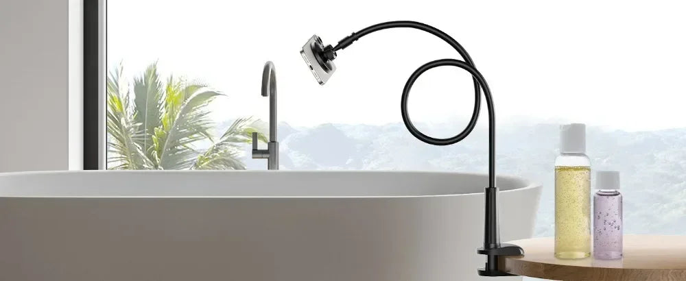 Magnetic Mobile Phone Stand Gooseneck Office Home 360° Rotation Bed Table Foldable Holder with Metal Rings for iPhone 16 15 14