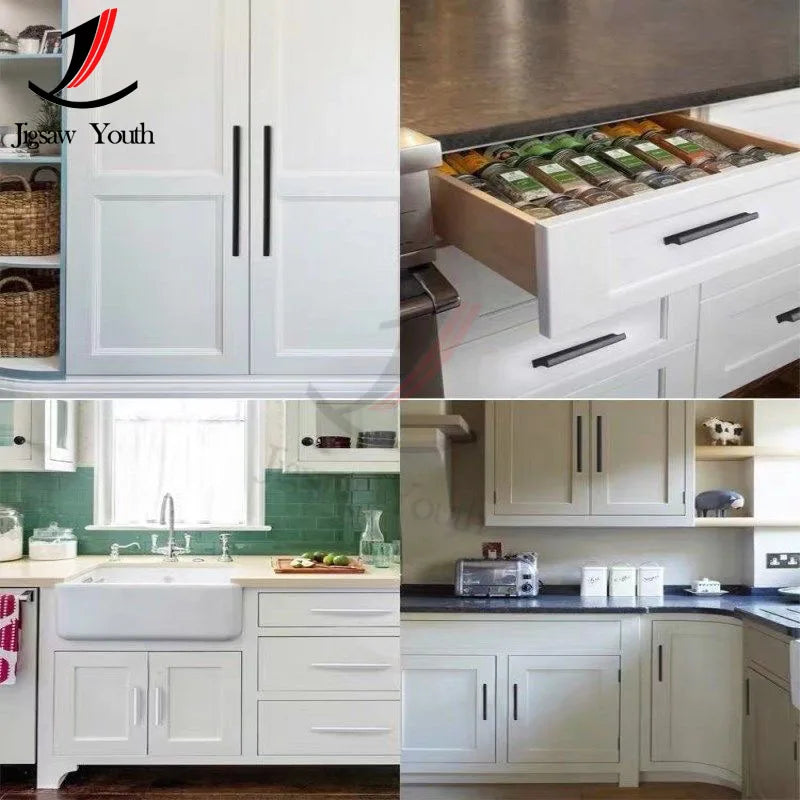 64mm-320mm Kitchen Cabinet Storage Handles Closet Wardrobe Dressers Black Door Handle Drawer Pulls Knobs Hardware accessories