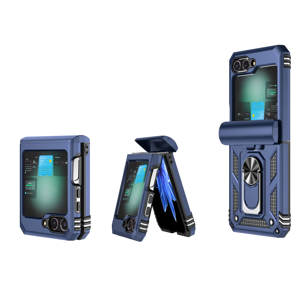 Case For Samsung Galaxy Z Flip 7 5G Z Flip 6 Military Grade Shockproof Heavy Duty Protective Armor Magnetic Kickstand Ring Cover