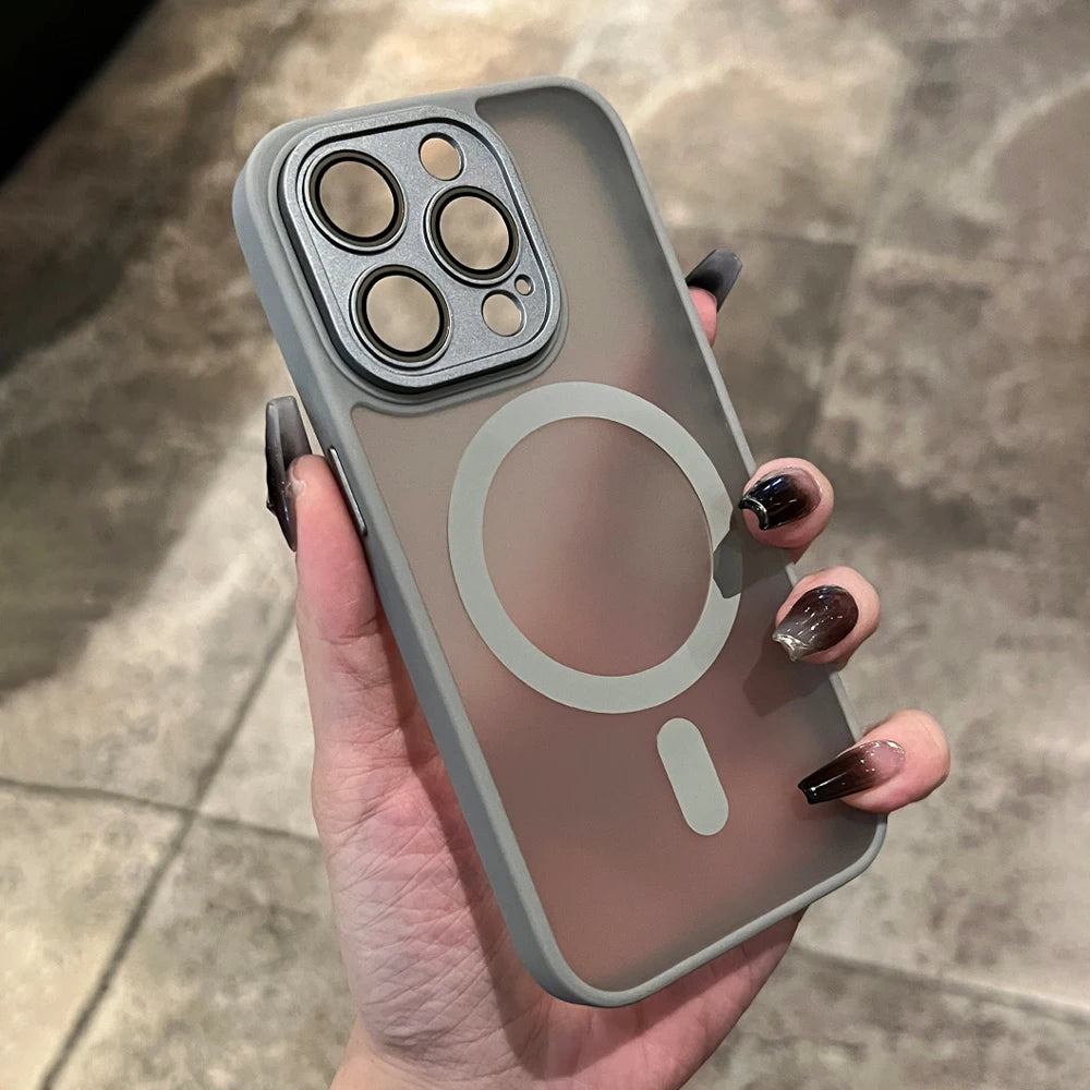 Matte For Magsafe Magnetic Case For iPhone 16 15 Pro Max 14 13 12 11 Frosted Translucent Wireless Charge Shockproof Bumper Cover