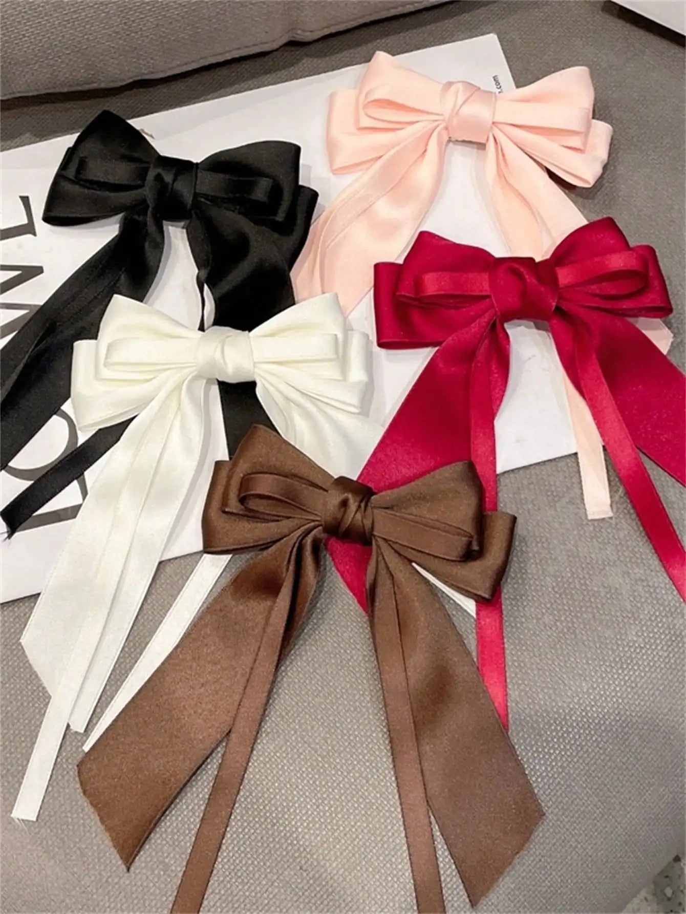 6 spring clip streamers bow hair clips for women