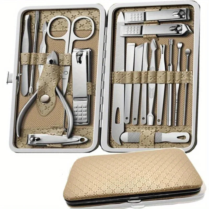 8/19PCS Manicure Set Pedicure Nail Cuticle Scissors Tool Nail Clipper Set Stainless Trimmer Ear Spoon Nail Clipper Manicure Tool