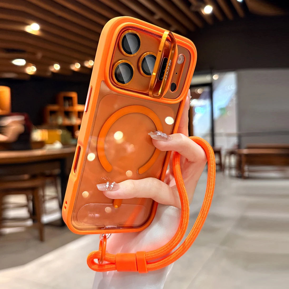 For iPhone Air 17 ProMax Wrist Strap Lanyard Camera Bracket Magsafe Case for iPhone 17 15 16 12 11 13 14 Pro Max Plus Cover