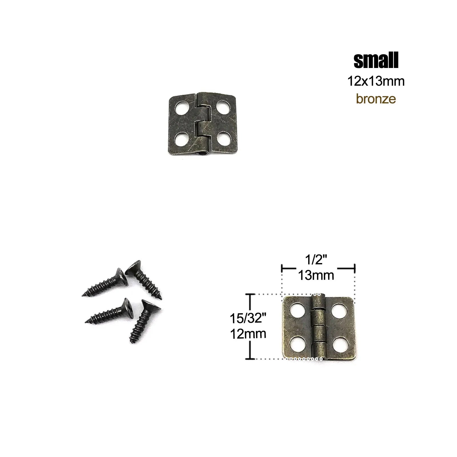 12Pcs Mini Small Heavy Duty Flat Jewelry Chest Gift Wooden Music Box Wine Case Dollhouse Cabinet Door Hinge with Screw