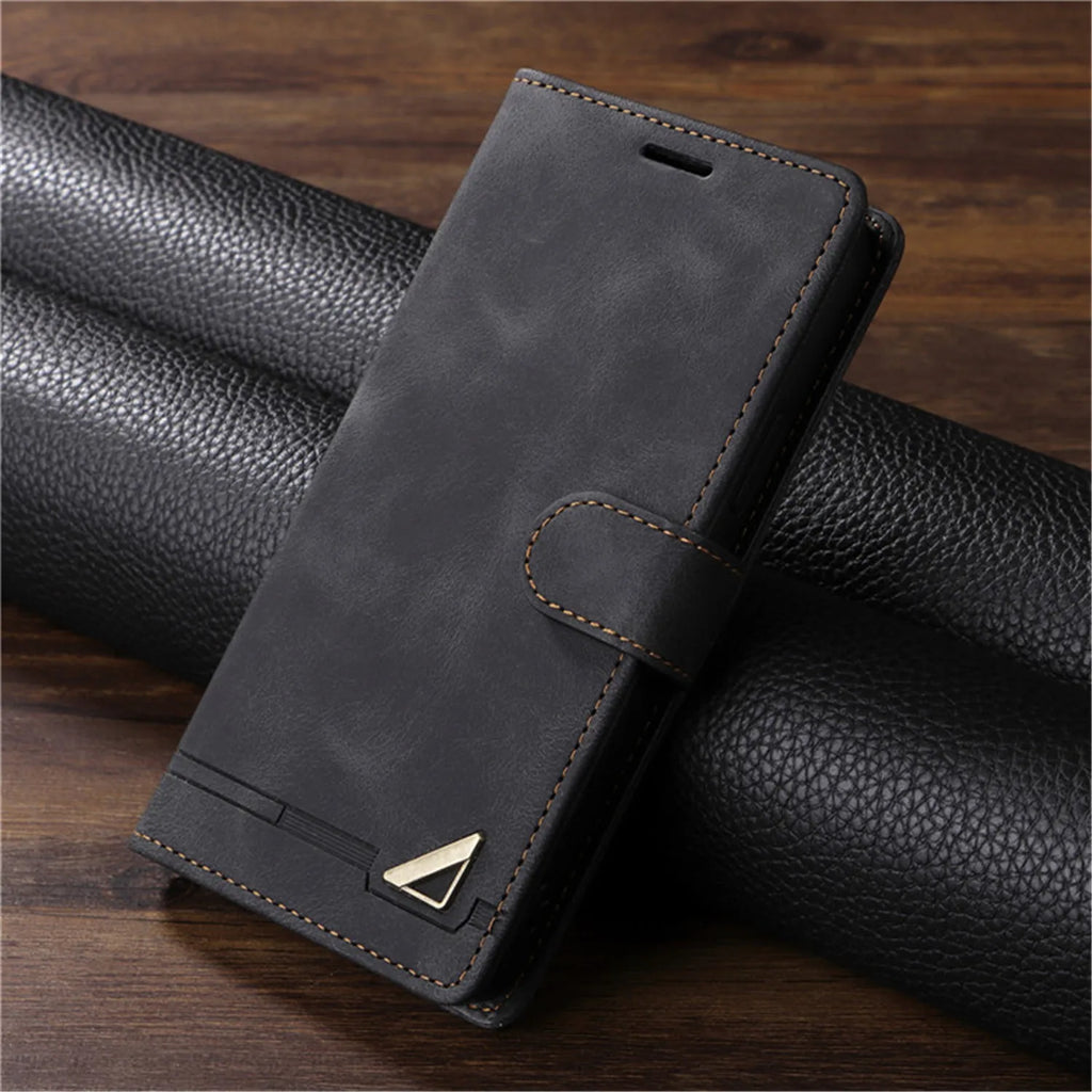 Business Leather Flip Phone Case For iPhone Air 17 16 Pro 15 14 Plus 13 Pro Max 11 12 XR X XS Max Luxury Wallet Bracket Cover