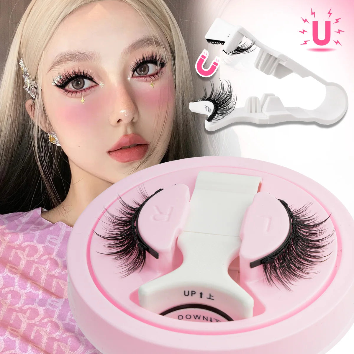 1Pair 3D Magnetic Lashes Kit Soft Natural Fluffy Reusable Faux Mink Eyelashes NO Glue Needed False Cilios Makeup Tools Mix Style