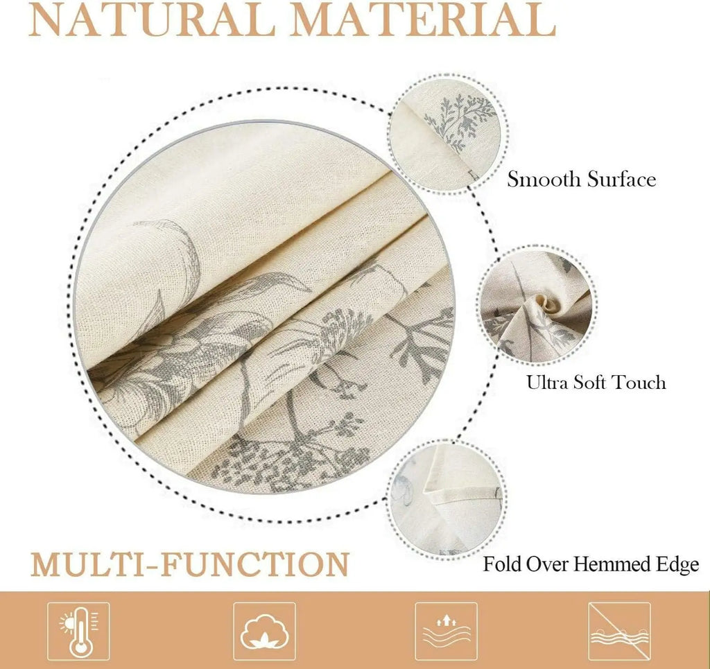 Print Cotton Linen Tablecloth Rustic Garden Natural Botanical Decorative Table Cover for Kitchen Dining Spring Summer Picnic