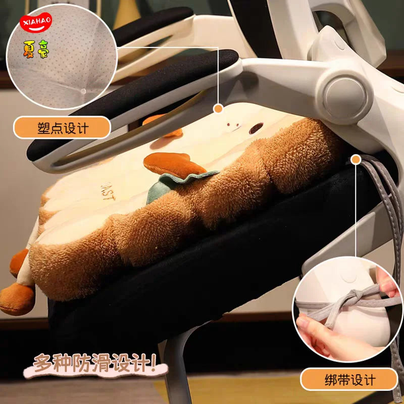 Comfy Cartoon Toast-Shaped Seat & Back Cushion – Washable Anti-Fatigue Pillow for Home/Office/Car (Perfect Gift for Christmas）