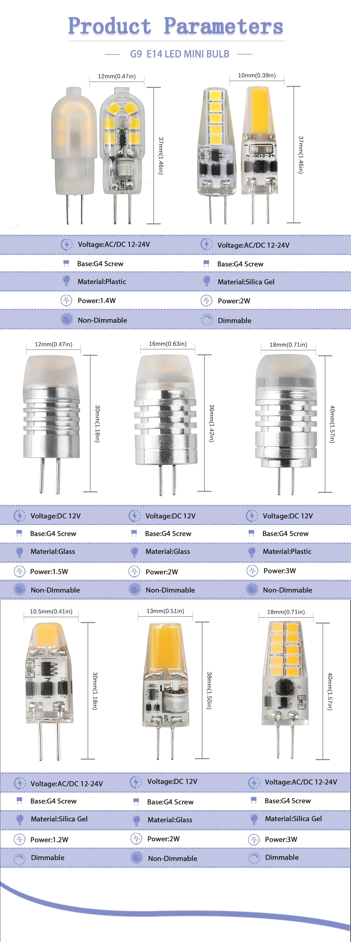 10PCS G4 12V COB LED 3W Bead Replacement Halogen 20W Bulb 3000K 4000K 6000K Light Crystal Pendant Light Replacement Light Source