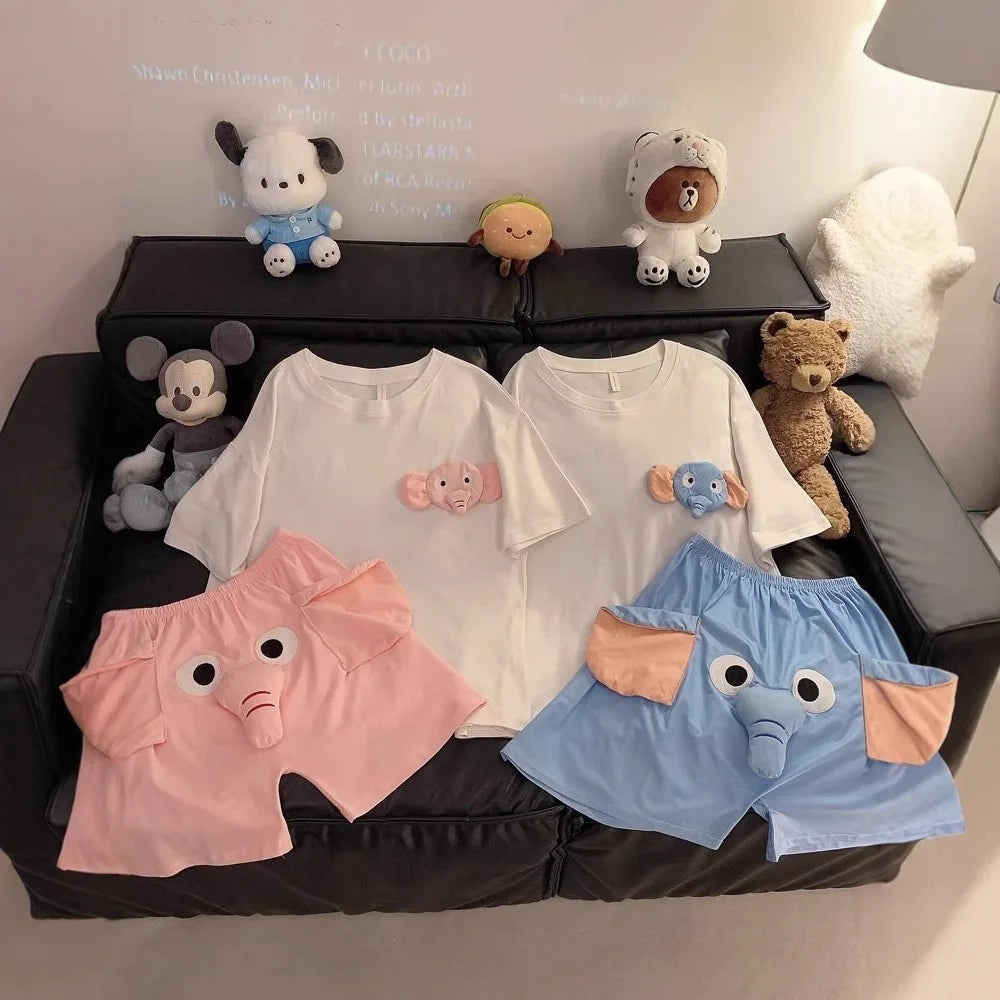 New Squeaky Elephant Shorts Pajama Pants Slit Men's Summer Cute Quirky Loose Pajamas Homewear Suit Leisure Pants