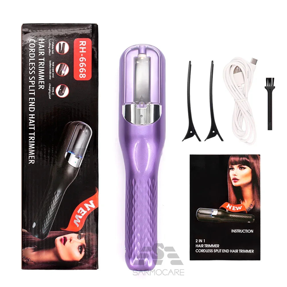 Cordless Hair Cutting Machine Split End Hair Trimmer Cutter Type-c Charge Automatic End Remover Damaged Hair Care