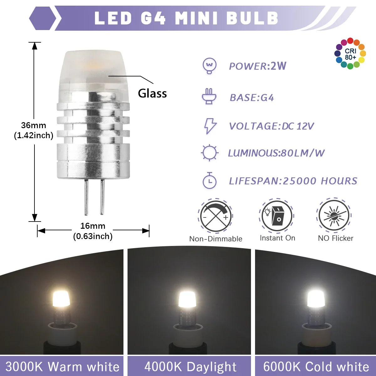 10PCS G4 12V COB LED 3W Bead Replacement Halogen 20W Bulb 3000K 4000K 6000K Light Crystal Pendant Light Replacement Light Source