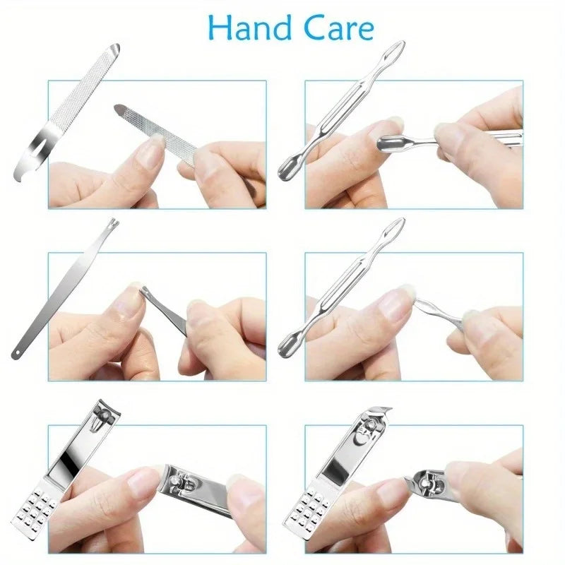 8/19PCS Manicure Set Pedicure Nail Cuticle Scissors Tool Nail Clipper Set Stainless Trimmer Ear Spoon Nail Clipper Manicure Tool