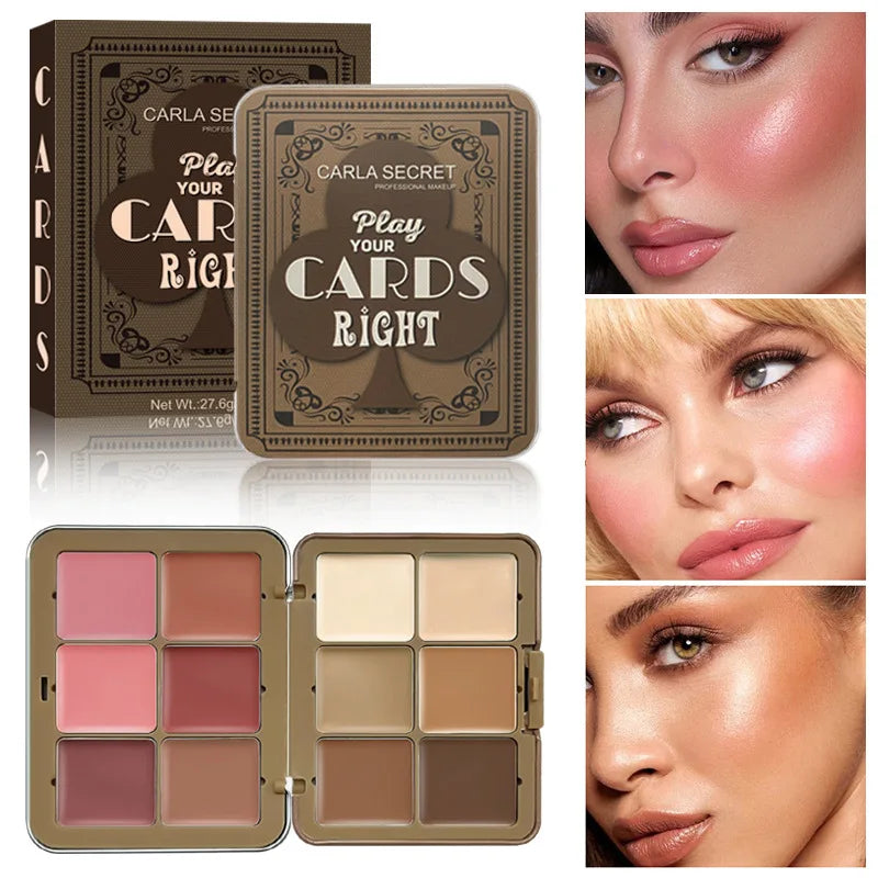 Contour and Highlighter Palette Makeup BlushMulti-Color Cream Blush Plate12 Colors Creamy Blush Palette  Concealer Plate