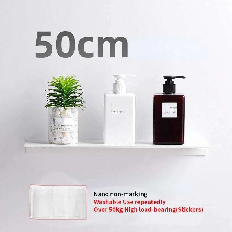 Small Shelf Without Drilling Shampoo Holder Bathroom Wall Floating White Shelves Stick Bath Organizer for Kitchen Accessories