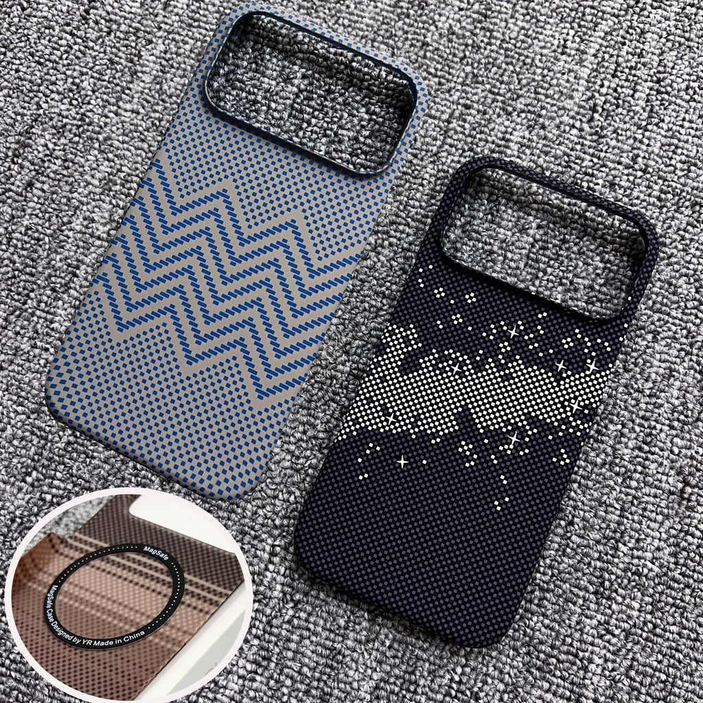 Luxury Slim Carbon Fibre Texture Magnetic Charging Case For iPhone 17 Air 16 Plus 15 14 13 12 Pro Max Half-pack Protect PC Cover