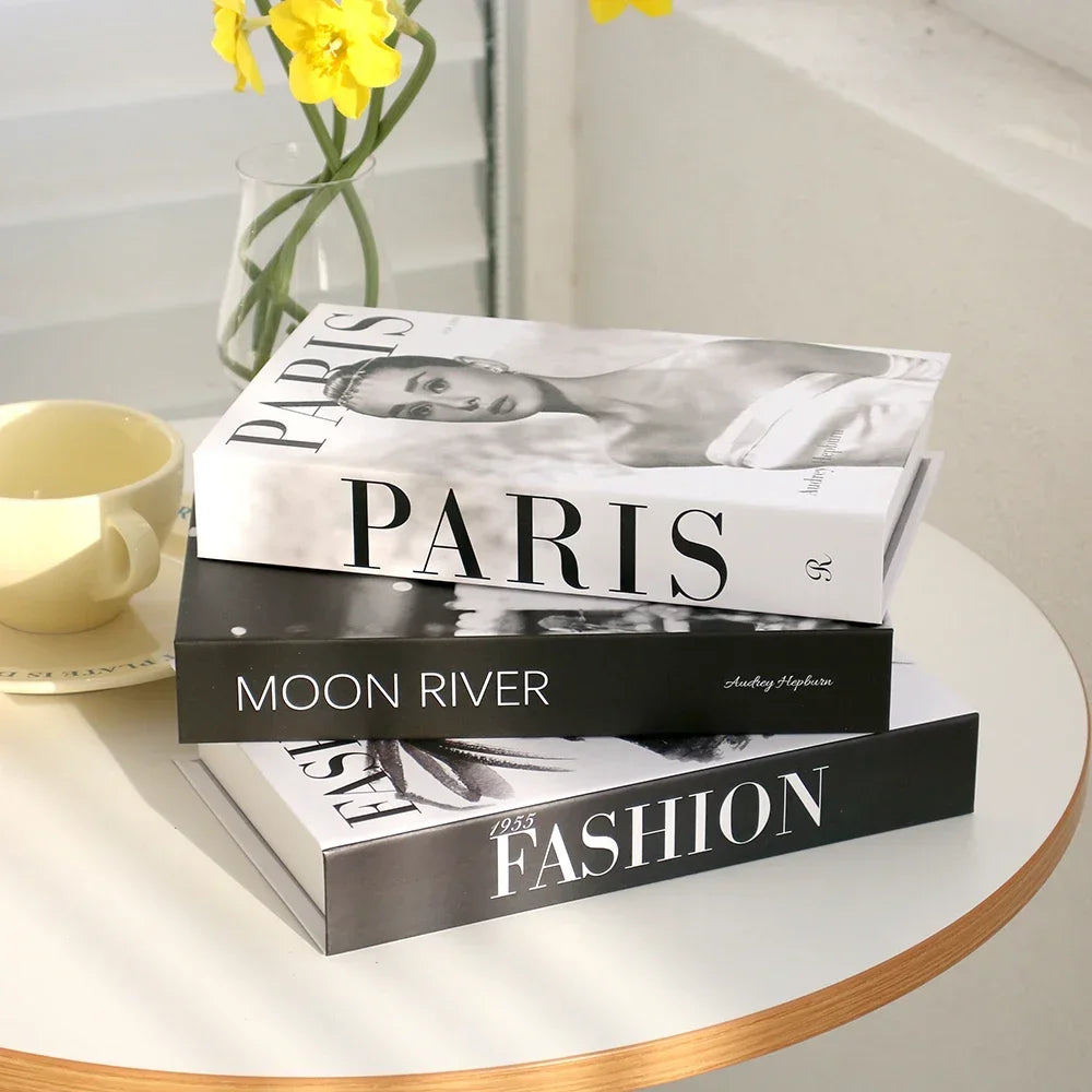 3Pcs Foldable Fashion Fake Books Living Room Decoration Designer Books Coffee Table Ornaments Club Hotel Room Villa Prop Books