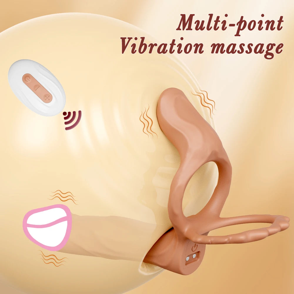 Double Penetration Cock Ring Anal Plug Dildo Vibrating Butt Plug Vibrator For Men Strap On Penis Erotic Sex Toys For Couples