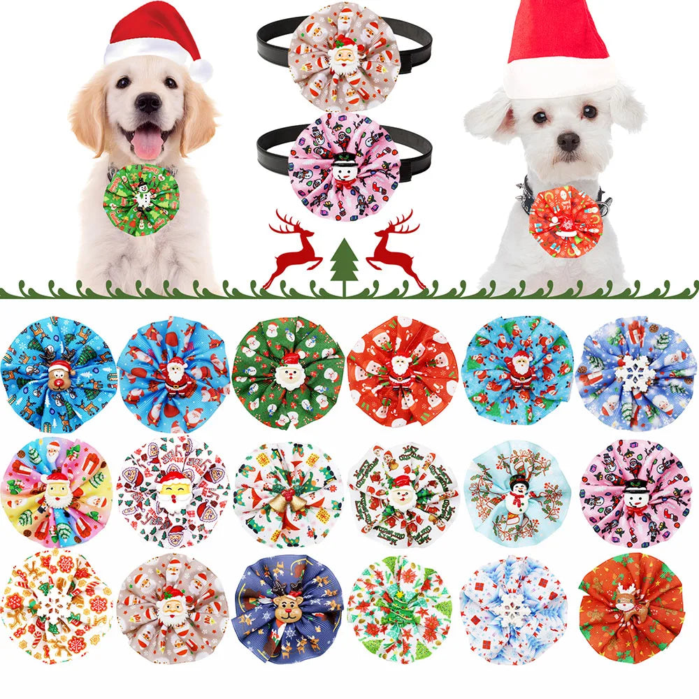 5/10PCS Removable Dog Collars Accessories Christmas Decorate Dog Bow Tie With Elastic Dog Grooming Accessories Pet Supplies