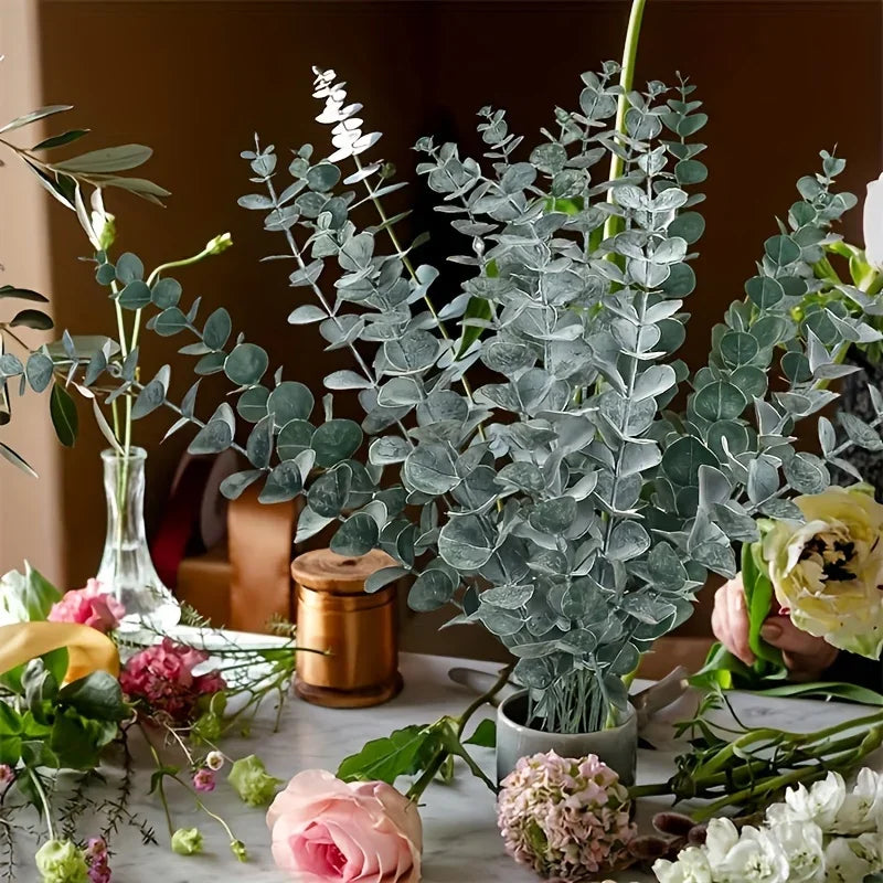 10/20pcs Realistic Artificial Eucalyptus Stems Wedding Decoration Festival Party Table Office Home Room Decoration Accessories