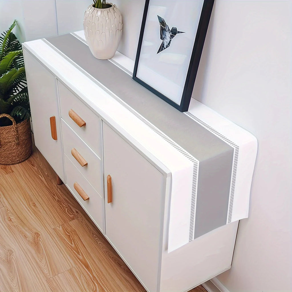 1 Piece Gray and Cyan Striped Table Runner, Modern Farmhouse Style Dining Table or Coffee Table Decoration, Perfect for Summer Parties and Living Rooms, Coffee Table Runner | Elegant Table Decoration