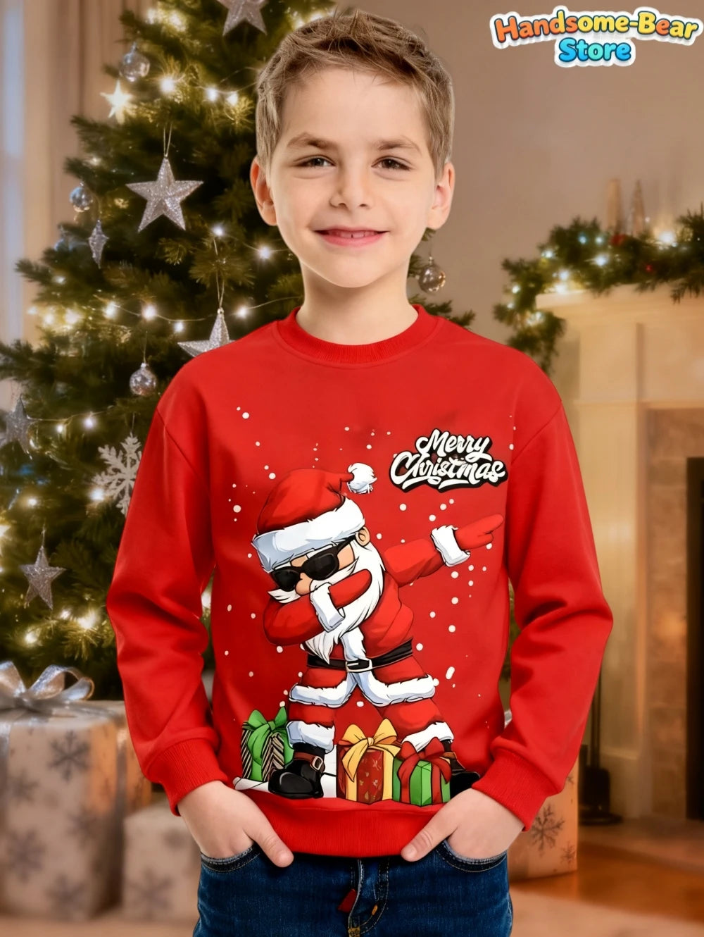 Children's Hoodies Santa Claus Christmas Print Girl Clothes Cute Cartoon Pullover Sweatshirt Casual Loose Children's Clothing