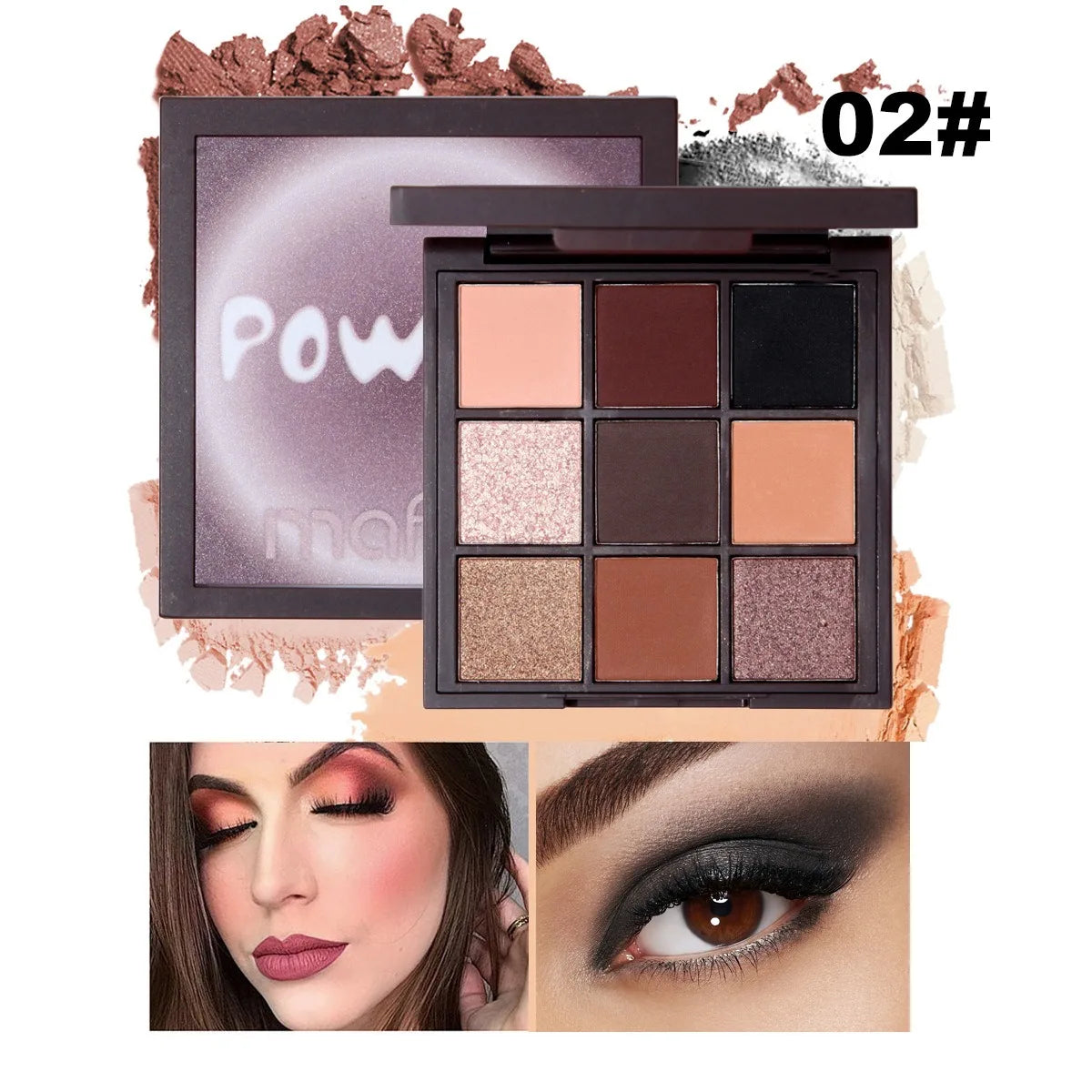 MUGE LEEN Nine-Color Eyeshadow Palette Matte Pearlescent Rose Smoke Peach Earth Tone Milk Tea Powder for Eye Makeup