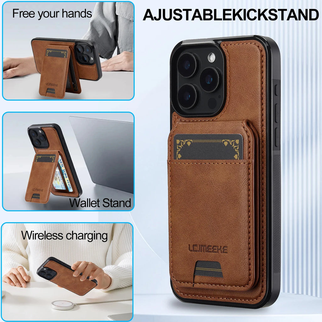 Detachable Magnetic 2 In 1 Leather Case For iPhone 16E 17 1615 14 13 12 11 Pro XS Max Air XR 8 7 Plus SE Card Pocket Phone Cover