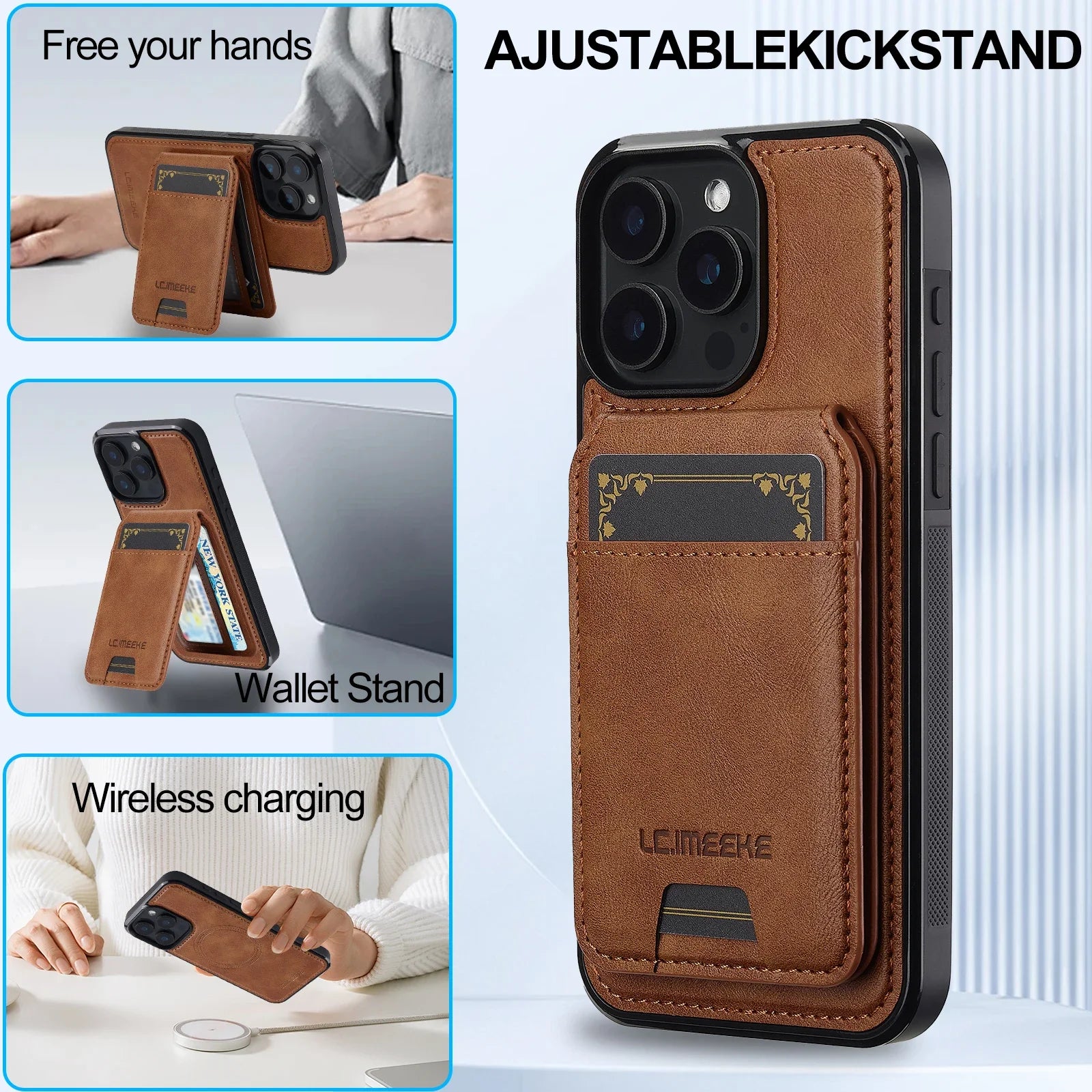 Detachable Magnetic 2 In 1 Leather Case For iPhone 16E 17 1615 14 13 12 11 Pro XS Max Air XR 8 7 Plus SE Card Pocket Phone Cover