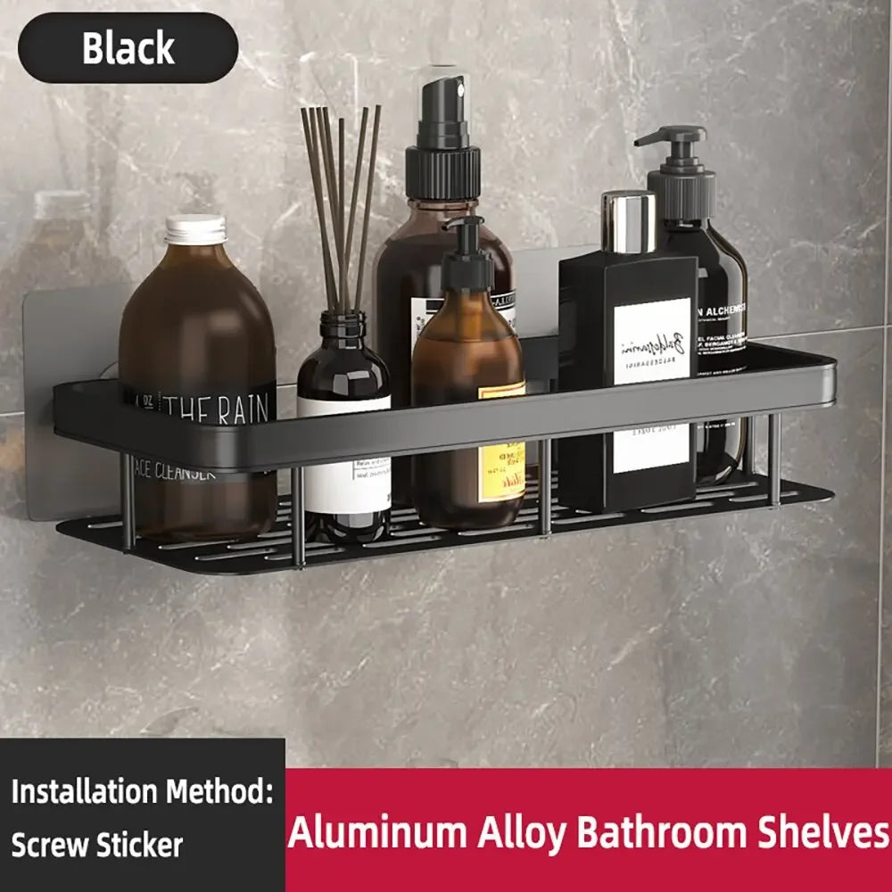 Kitchen wall mounted corner rectangular rack towel rack wall shower shampoo rack drilling-free rack tripod