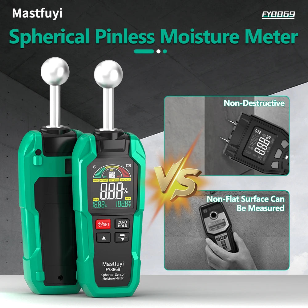 MASTFUYI Pinless Moisture Meter, Water Leak Finder, Non-Invasive Ball Sensor for Wood, Drywall, Flooring in Homes & RVs