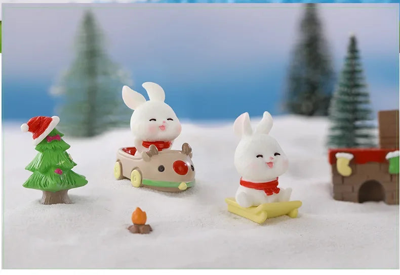 Kawaii Mini Rabbit Ornament Garden Rabbit Statue Gift for Kids Children Baby Room Decoration Toy Miniature Figurines Home Decor