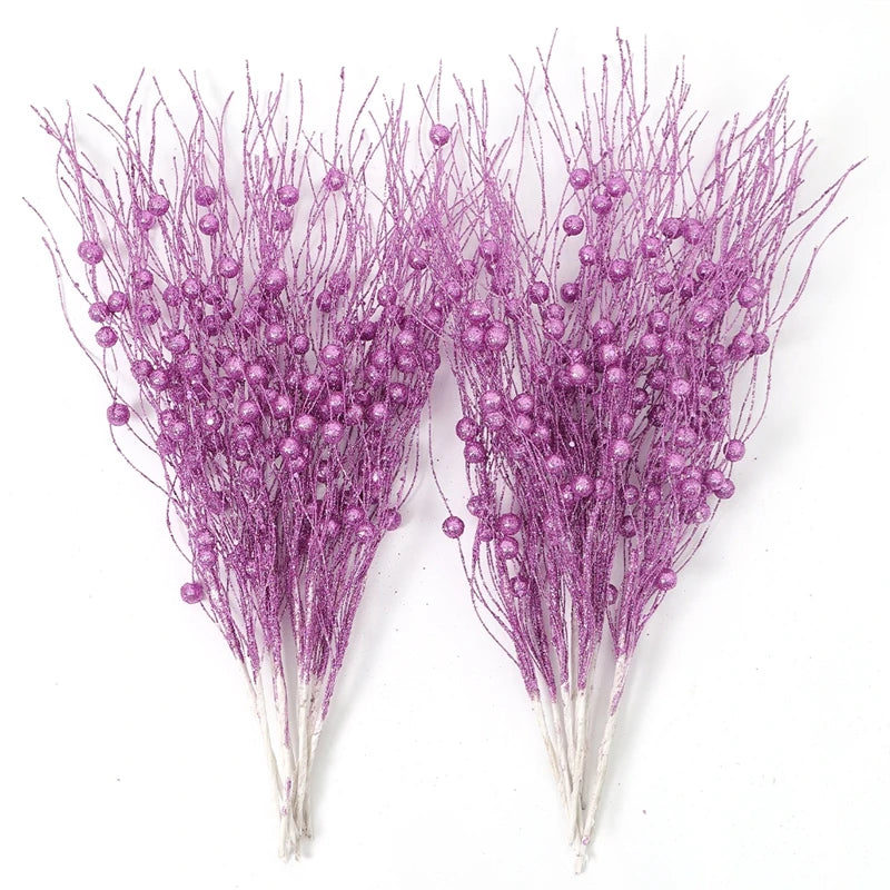 5Pcs Glitter Artificial Berry Bouquet Christmas Tree Ornament for Home Decor New Year 2026 Navidad DIY Wreath Gifts Accessories