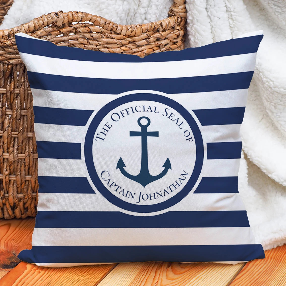 Custom Nautical Anchor Pillow Covers Personalized Boat Name Decorative Throw Pillowcases for Home Sofa Yacht Beach House Decor