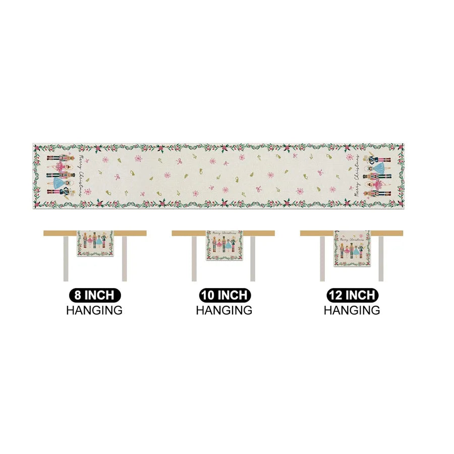 Merry Christmas Nutcrackers Linen Table Runner Holiday Party Decor Winter Xmas Kitchen Dining Table Runner Christmas Decorations