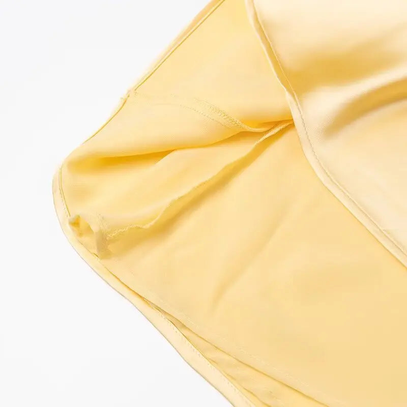 HH Women Summer Yellow Stain V Neck Sling Dress Elegant Sleeveless Loose Maxi Robes 2025 New Ladies Party Holiday Dresses