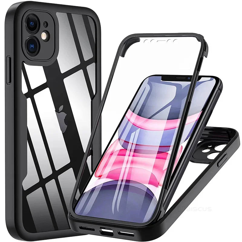 360 Full Body Protection Case For iPhone 15 14 13 12 11 Pro Max Front Screen Shockproof Cover iPhone X XR SE 2020 case