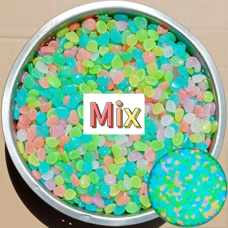 100-1000pcs Glow In The Dark Pebbles, Resin Luminous Stones For Landscape, Garden Paths, Potted Plants, Parks, Aquarium Decor