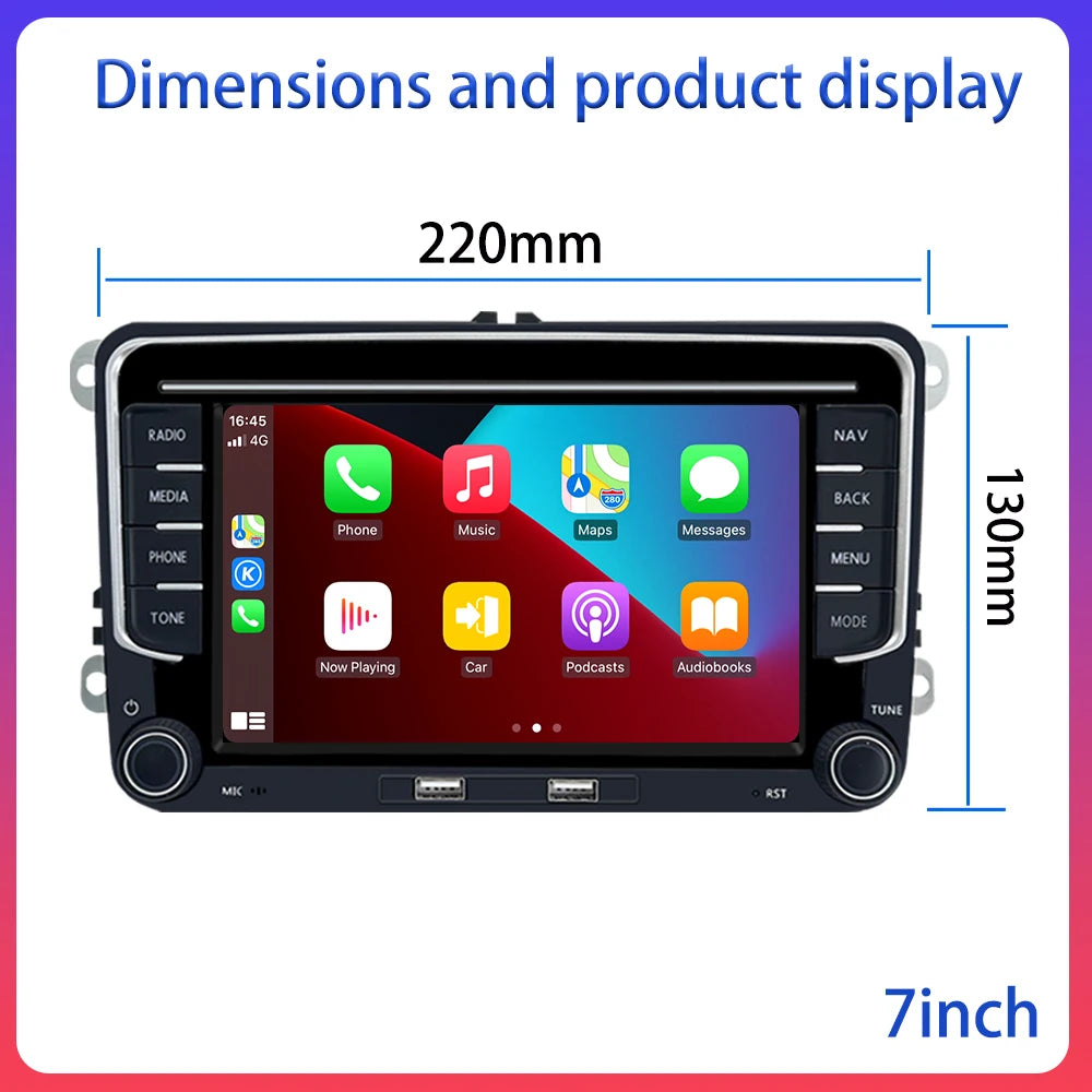 Android 13 7 inch Car Radio Multimedia Player For VW Golf 5 6/Polo 6R Carplay GPS BT WIFI Wireless CarPlay Android Auto