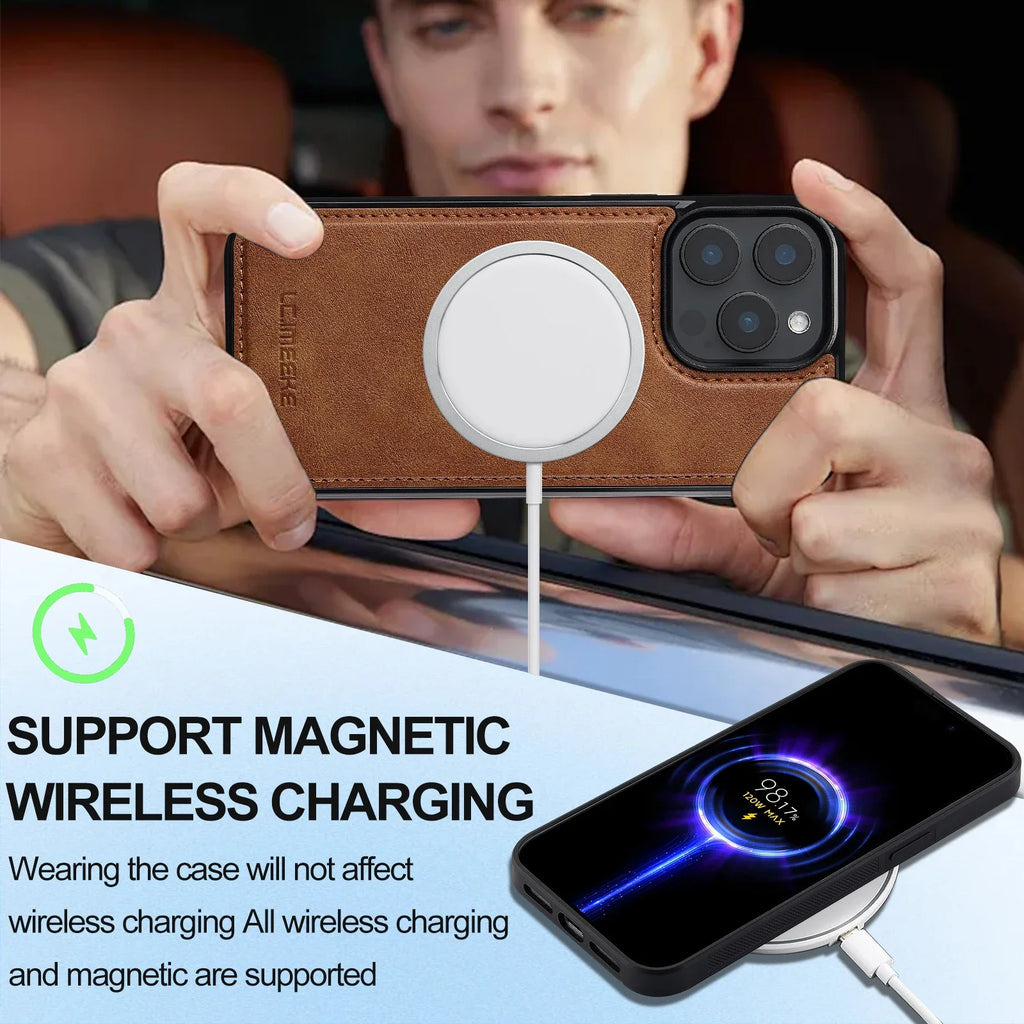 Detachable Magnetic 2 In 1 Leather Case For iPhone 16E 17 1615 14 13 12 11 Pro XS Max Air XR 8 7 Plus SE Card Pocket Phone Cover