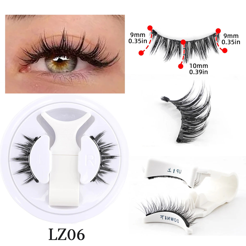 Reusable Magnetic Eyelashes 1 Pair Natural Curly Fluffy Magnetic False Eyelashes No Glue Needed Lashes Makeup with Tweezer Set